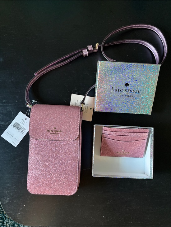 kate spade Handbags - Kate Spade New York Lola Glitter North South Flap Phone Crossbody Bag & wallet